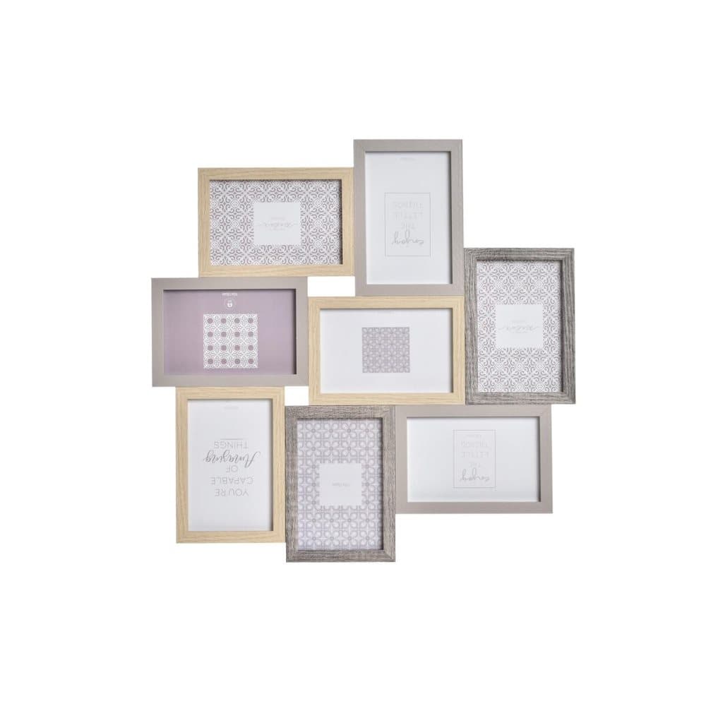 Fotoram DKD Home Decor Grå Trä Glas Naturell Trä MDF Boho (45 x 2 x 45 cm)