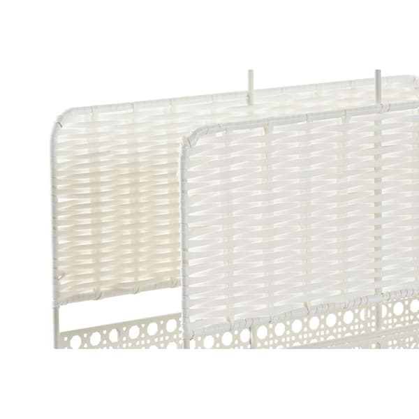 Magasinstativ DKD Home Decor Hvit Naturell Metall flettet Boho 36,5 x 15 x 41 cm