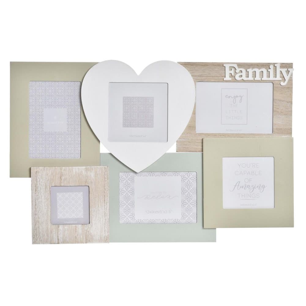 Fotoram DKD Home Decor Love Hjärta Trä Multicolour Glas Naturell Trä MDF (28 x 2 x 44 cm)