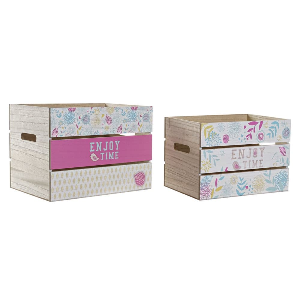 Uppsättning med Dekorativa Lådor DKD Home Decor MDF Multicolour (30 x 22 x 22 cm)