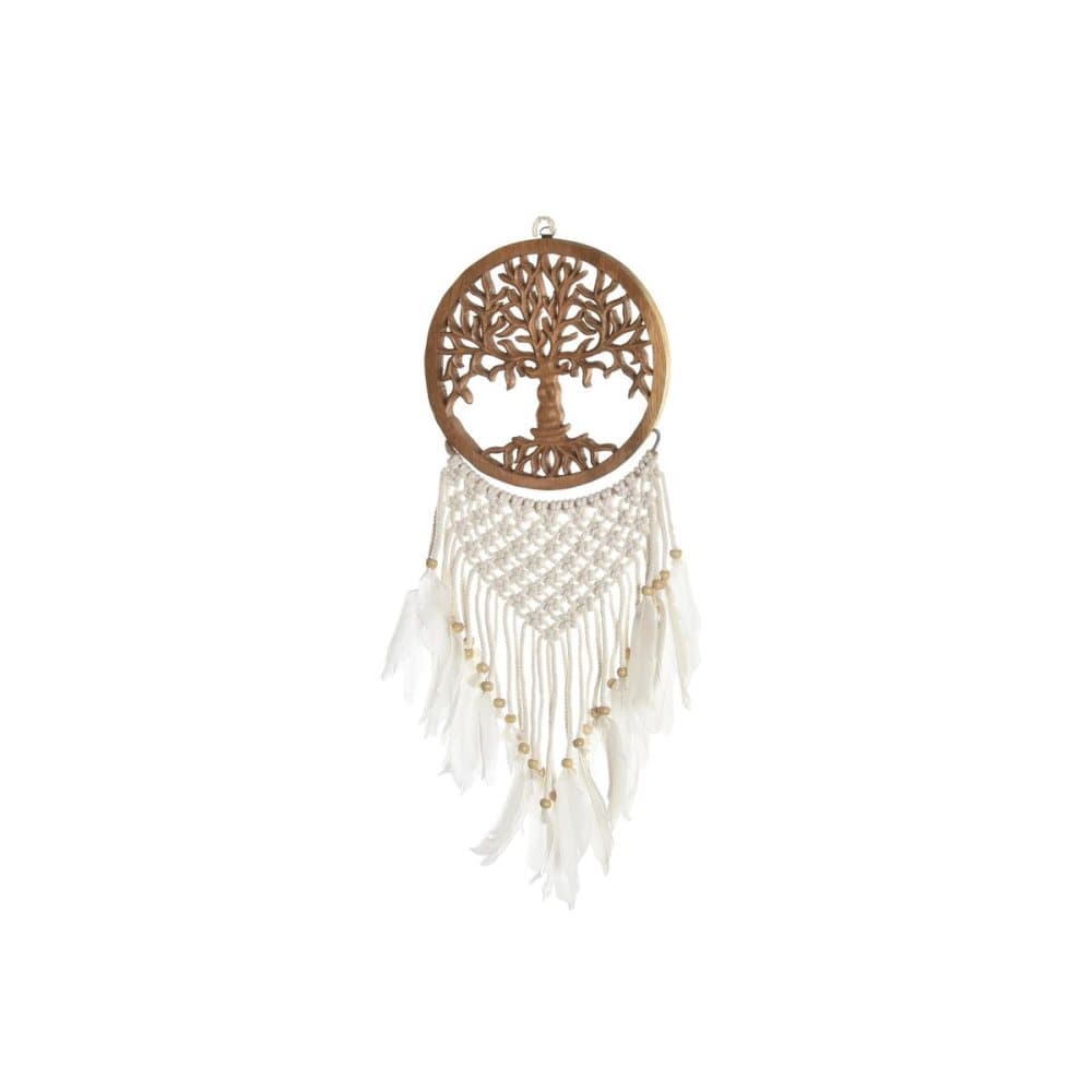 Hängdekoration DKD Home Decor Fjädrar Trä Bomull Boho (20 x 2,3 x 60 cm)