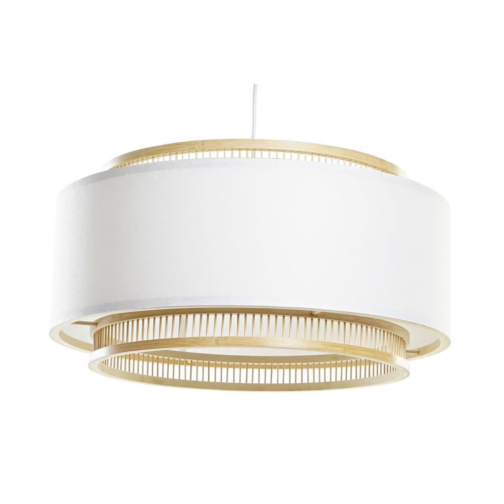 Taklampa DKD Home Decor Naturell Polyester Vit Bambu 50 W (50 x 50 x 25 cm)