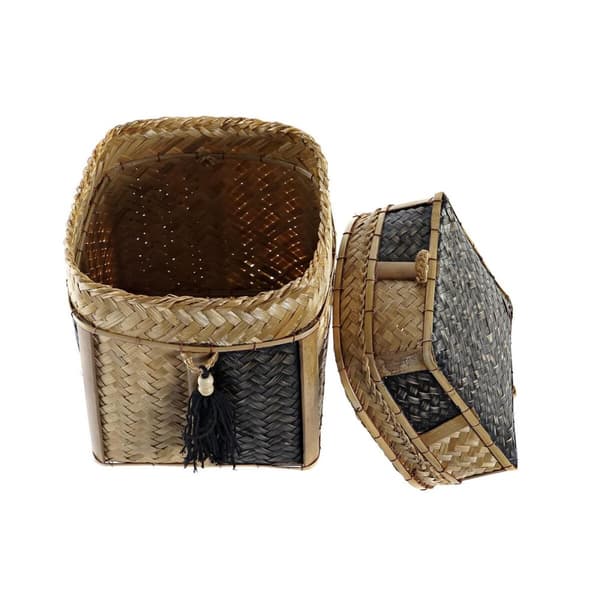 Basketballsett DKD Home Decor Naturell 33 x 33 x 40 cm Bambus 32 x 32 x 40 cm Boho