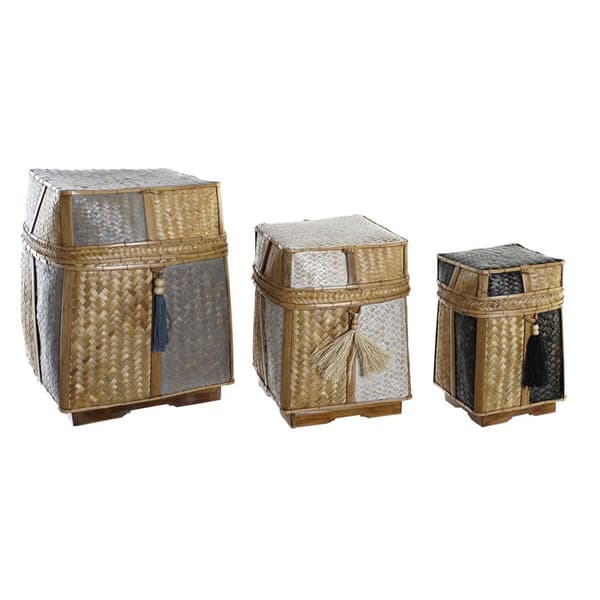 Basketballsett DKD Home Decor Naturell 33 x 33 x 40 cm Bambus 32 x 32 x 40 cm Boho
