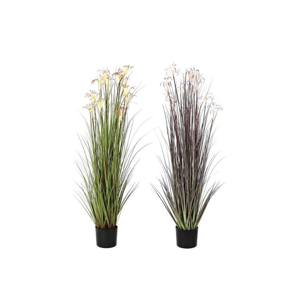 Dekorativ Plante DKD Home Decor 45 x 45 x 140 cm Metall Oransje Grønn Burgunder PVC (2 enheter)