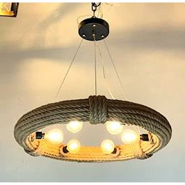 Kattolamppu DKD Home Decor Ruskea Köysi (51 x 51 x 10 cm) (47 X 47 X 10 CM)