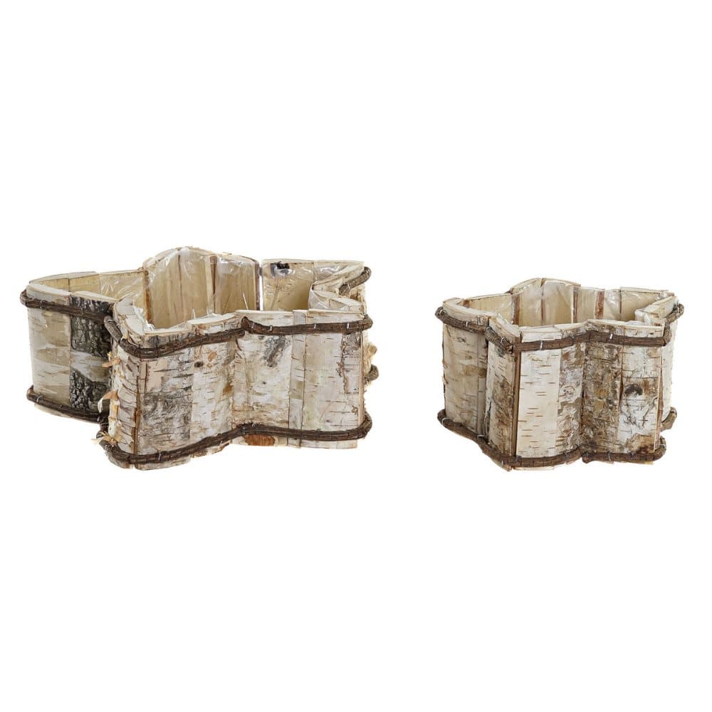 Uppsättning med Dekorativa Lådor DKD Home Decor Stjärna Rattan Björk (27 x 27 x 10 cm)