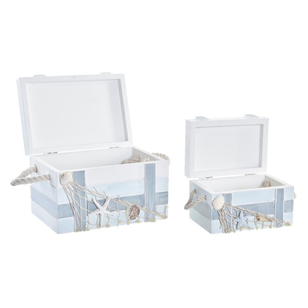 Uppsättning med Dekorativa Lådor DKD Home Decor Trä Spiraler Medelhavs (21 x 14 x 13 cm)