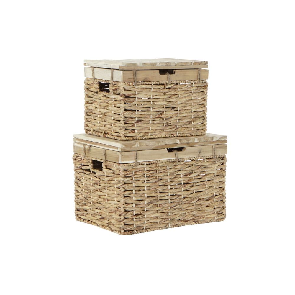Uppsättning med Dekorativa Lådor DKD Home Decor Trä Boho Rusar (55 x 37 x 37 cm)