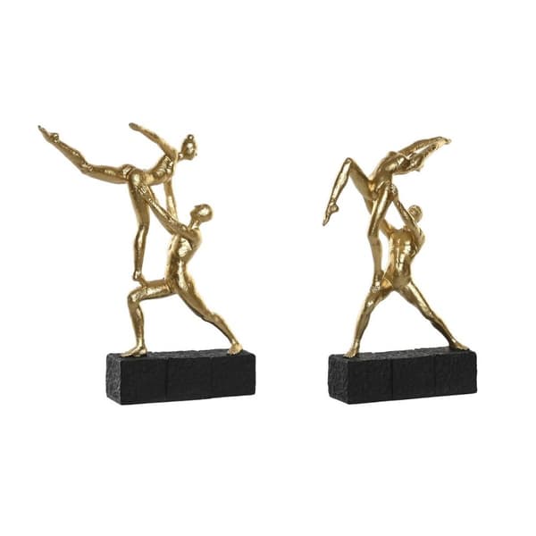 Dekorativ Figur DKD Home Decor 21 x 5,5 x 25,5 cm Svart Gyllen Idretsutøver (2 enheter)