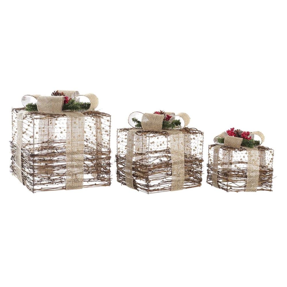 Uppsättning med Dekorativa Lådor DKD Home Decor Rattan (25 x 25 x 30 cm)