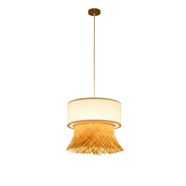 Kattolamppu DKD Home Decor Polyesteri Bambu (40 x 40 x 39 cm)
