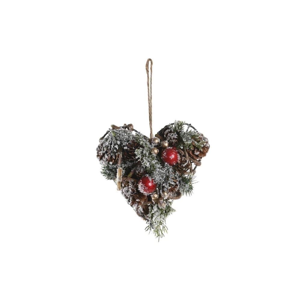 Julgranskula DKD Home Decor Hjärta Ananas Snöfall (19 x 11 x 19 cm)