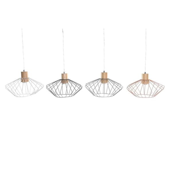 Taklys DKD Home Decor 34 x 34 x 21 cm Sølv Svart Grå Rosa Metall Hvit 50 W 60 W Furutre