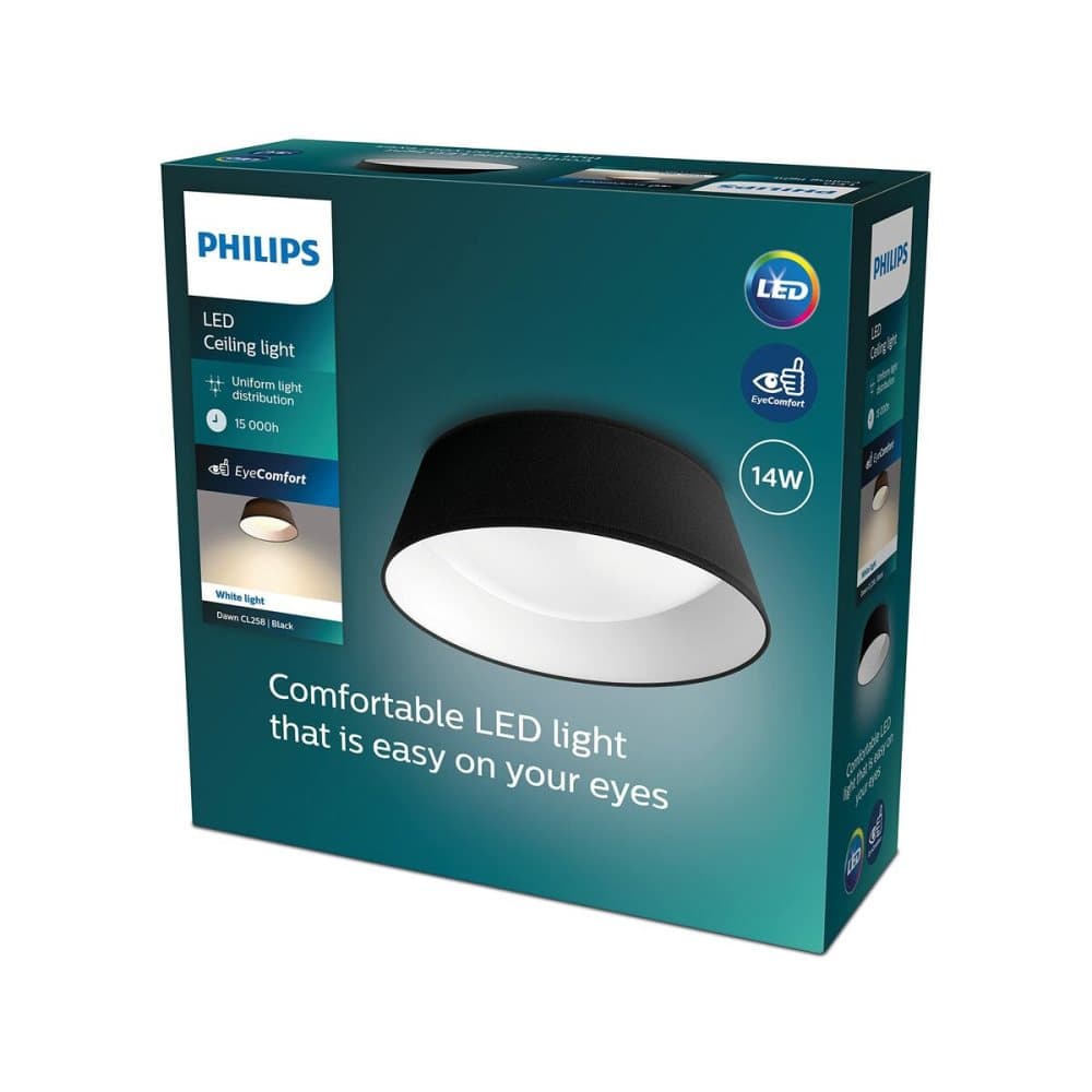 Taklampa Philips Plafón 14W Svart Metall/Plast (34 x 12 x 34 cm) (3000 K)