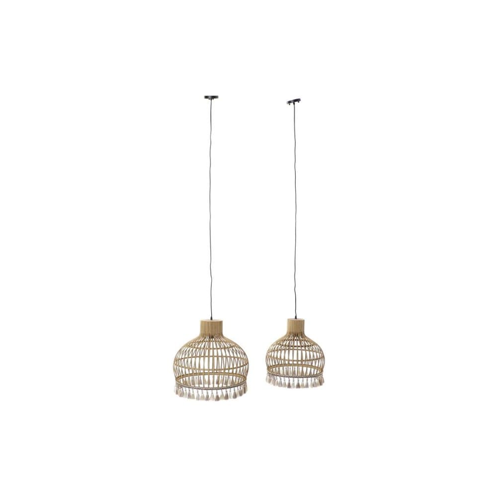 Taklampa DKD Home Decor Brun Polyester Rattan 50 W (2 antal) (45 x 45 x 48 cm)