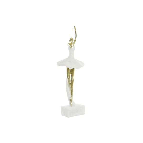 Dekorativ figur DKD Home Decor 13,5 x 12,5 x 40 cm Gylden Hvid Harpiks Ballet ballerina