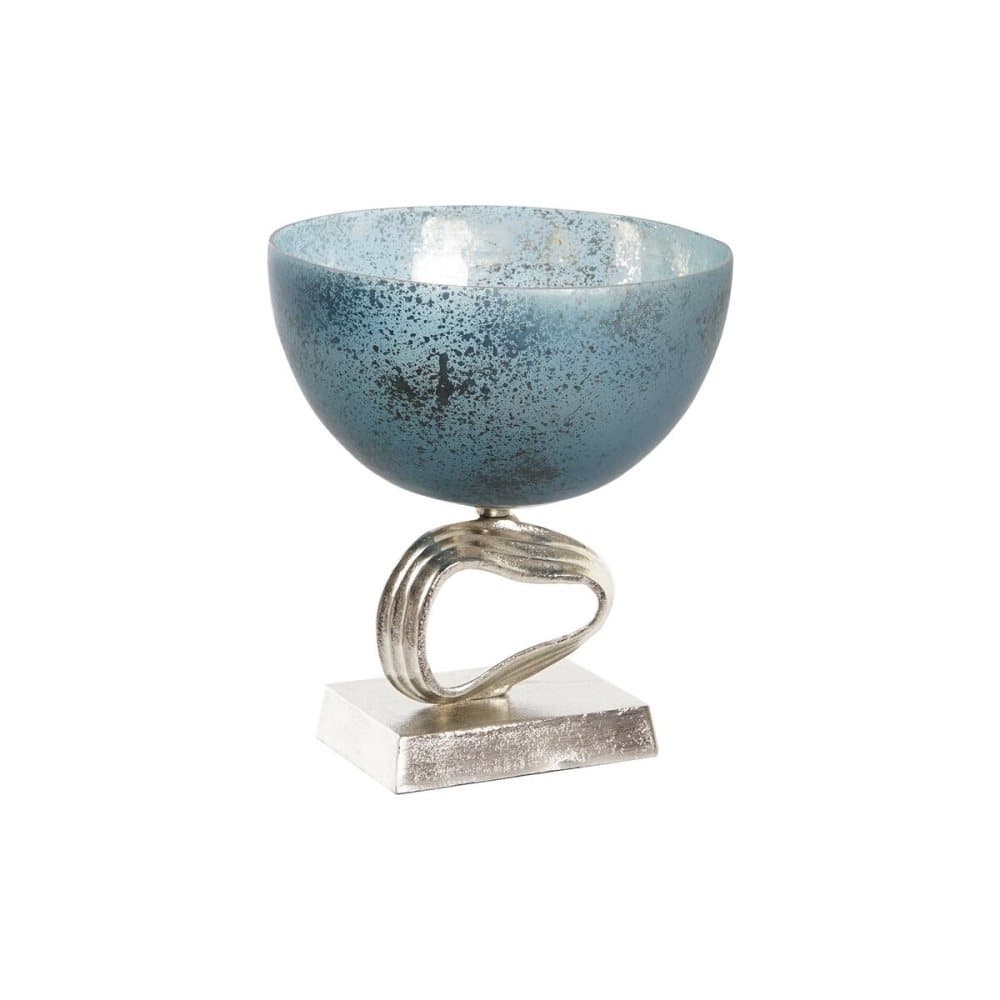 Bordsdekoration DKD Home Decor Glas Silvrig Blå Aluminium (24 x 24 x 26 cm)