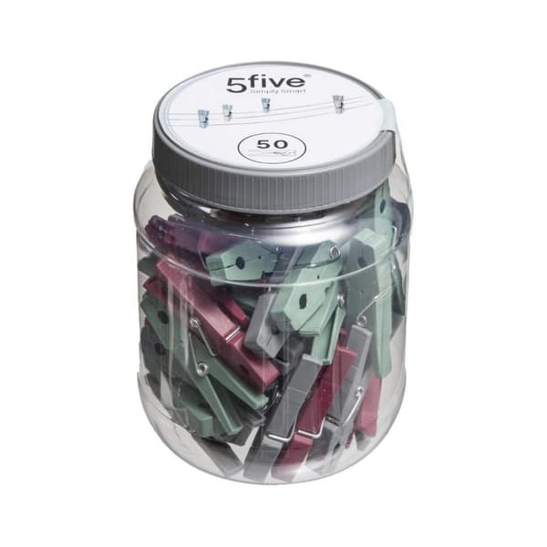 Klesknagger 5five Simply Smart polypropylen Flerfarget Boks (50 enheter)