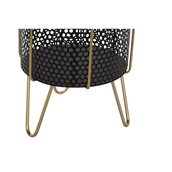Sæt af planteredskaber DKD Home Decor Sort Gylden Metal Loft 36 x 36 x 58 cm