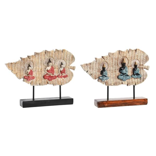 Dekorativ figur DKD Home Decor 38 x 6 x 29,5 cm Rød Buddha Grøn Orientalsk (2 enheder)