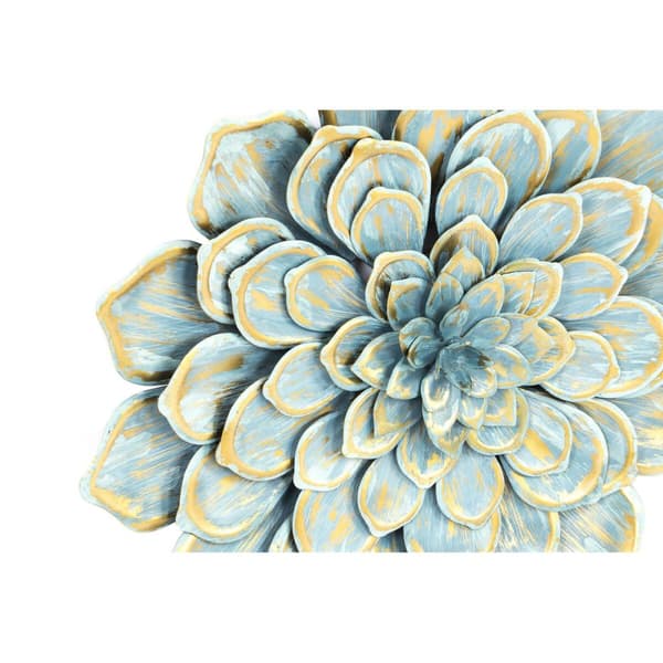 Väggdekoration DKD Home Decor 61 x 8 x 61 cm Blomster Blå Orange Shabby Chic (2 antal)
