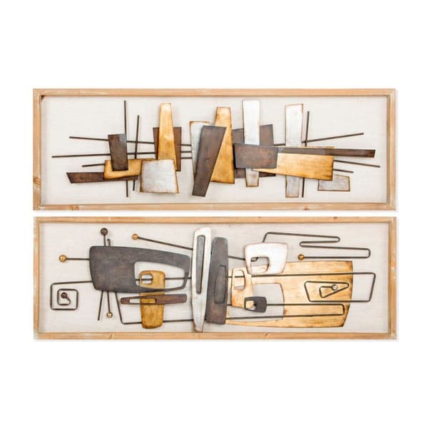 Veggpryd DKD Home Decor 120 x 40 x 5,5 cm Abstrakt Naturell Gyllen Flerfarget Moderne (2 enheter)