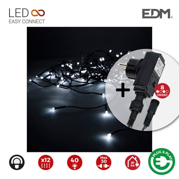 Gardinbelysning med LED EDM 71482 Icicle Easy-Connect 100 W 0,72 W 200 x 50 cm