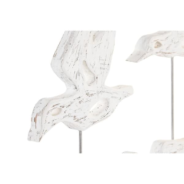 Dekorativ Figur DKD Home Decor Brun Hvit Jern Treverk av mangotre Fugler (32 x 10 x 51 cm)