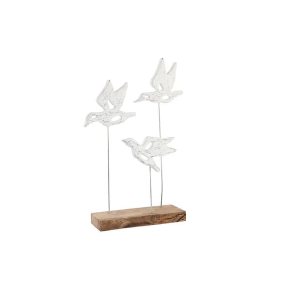 Dekorativ Figur DKD Home Decor Brun Hvit Jern Treverk av mangotre Fugler (32 x 10 x 51 cm)