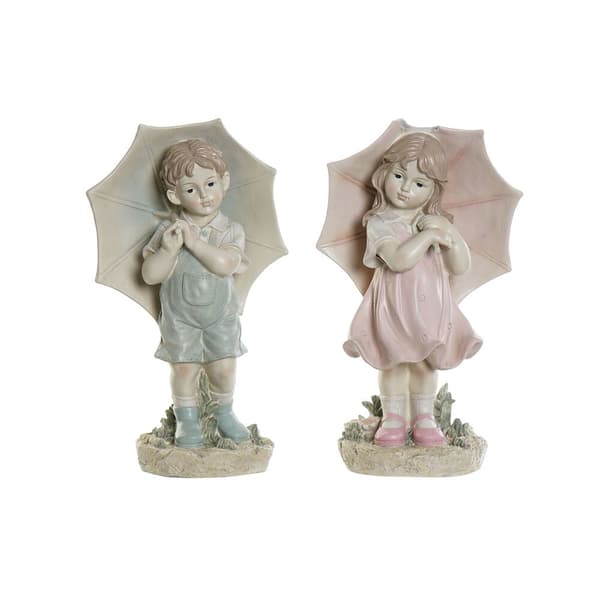 Koristehahmo DKD Home Decor 28 x 20 x 48,5 cm Sininen Pinkki Lapsi (2 osaa)