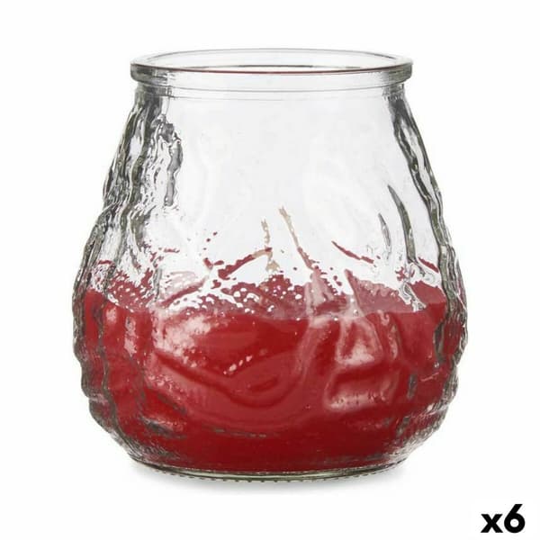 Stearinlys Ibergarden 43594 Rød Gennemsigtig Glas Paraffin Citronela Geranium 9 x 9,5 x 9 cm (6 enheder)