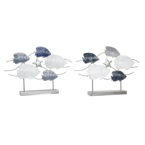 Prydnadsfigur DKD Home Decor 63 x 9 x 44 cm Grå Blå Vit Spiraler (2 antal)