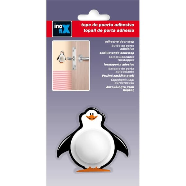 Dörrstopp Inofix Dörrar Pingvin Vidhäftande Vit/Svart PVC