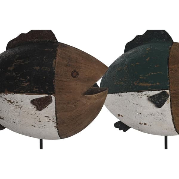 Dekorativ figur DKD Home Decor Multifarvet Natur Fisk 18 x 8 x 26 cm (2 enheder)