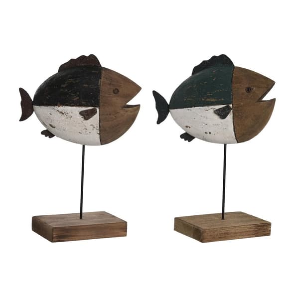 Dekorativ figur DKD Home Decor Multifarvet Natur Fisk 18 x 8 x 26 cm (2 enheder)