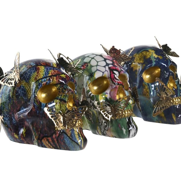 Dekorativ Figur DKD Home Decor 15,5 x 10,5 x 11 cm Flerfarget Hodeskalle (3 enheter)