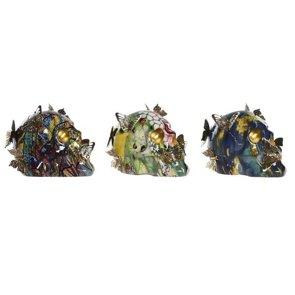 Dekorativ Figur DKD Home Decor 15,5 x 10,5 x 11 cm Flerfarget Hodeskalle (3 enheter)