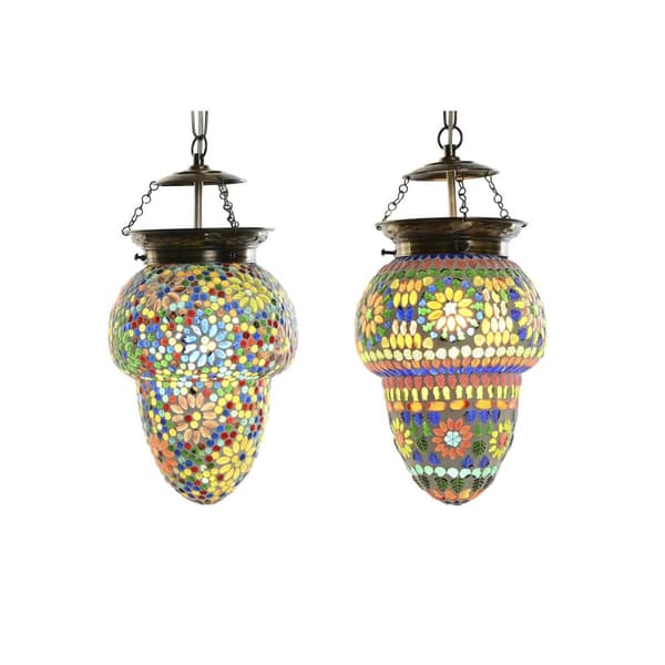 Taklys DKD Home Decor Krystall Metall Flerfarget 25 W 20 x 20 x 28 cm (2 enheter)