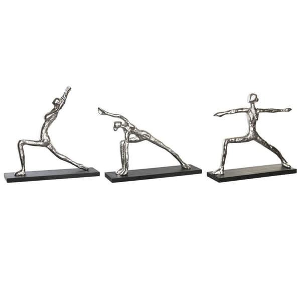 Prydnadsfigur DKD Home Decor 33 x 10 x 35 cm Silvrig Svart Indier Yoga (3 antal)