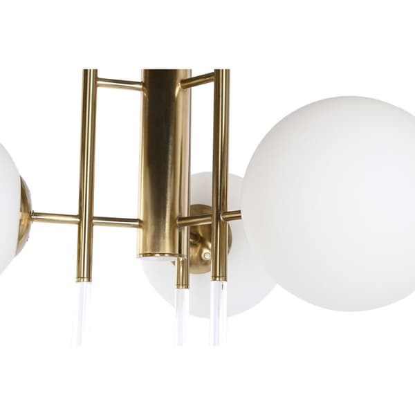 Loftslampe DKD Home Decor 64 x 64 x 64 cm Krystal Gylden Metal Hvid 50 W