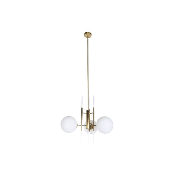 Loftslampe DKD Home Decor 64 x 64 x 64 cm Krystal Gylden Metal Hvid 50 W Guld