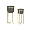 Miniatyrbilde 1 av 4: Sett med blomsterpotter DKD Home Decor 28,5 x 28,5 x 65,5 cm 28 x 28 x 65 cm Svart Gyllen Metall