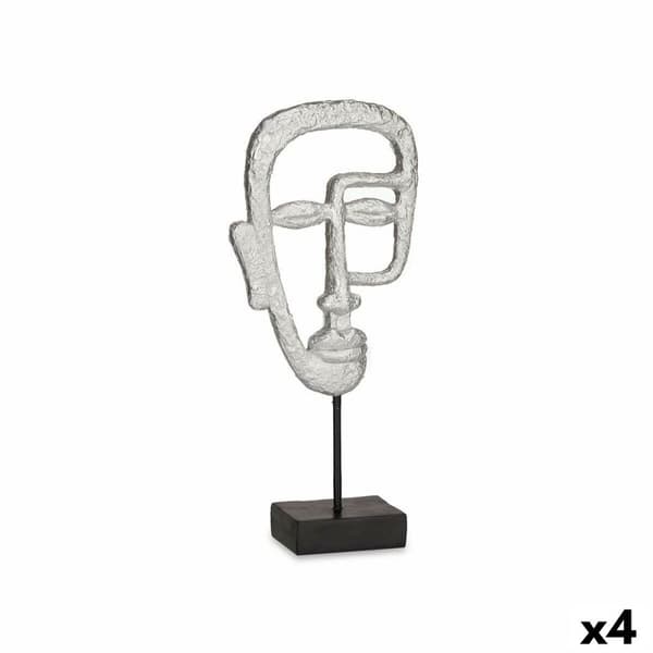 Dekorativ Figur Ansikt Sølv 19,5 x 38 x 10,5 cm (4 enheter)