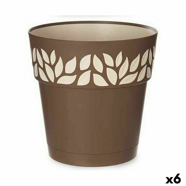 Selvvannende blomsterpotte Stefanplast Cloe Brun Plast 25 x 25 x 25 cm (6 enheter)