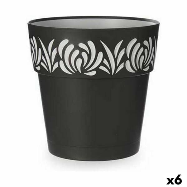 Selvvannende blomsterpotte Stefanplast Gaia Antrasitt Plast 29 x 29 x 29 cm (6 enheter)
