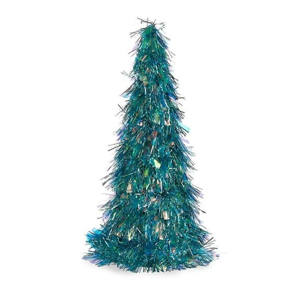 Dekorativ Figur Juletre Tinsel Blå polypropylen PET 24 x 46 x 24 cm (24 enheter)