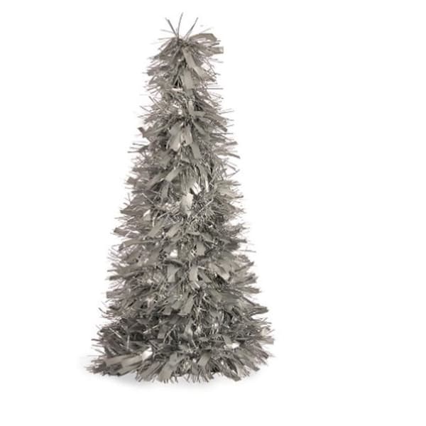 Dekorativ Figur Juletre Tinsel Sølv polypropylen PET 27 x 45,5 x 27 cm (12 enheter)
