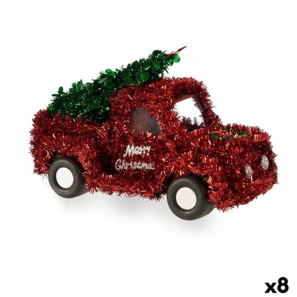 Koristehahmo Pakettiauto Koristenauha Punainen Vihreä polypropeeni PET 15 x 18 x 27 cm (8 osaa)