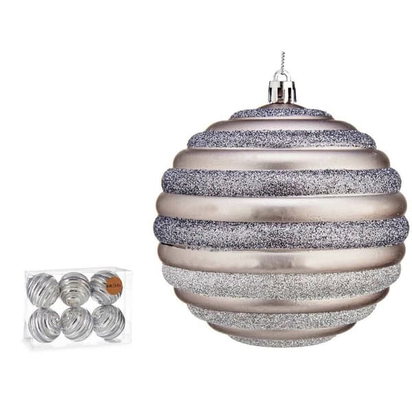 Uppsättning av julkulor Krist+ 00876 Silvrig Plast Cirklar 10 cm (6 antal)
